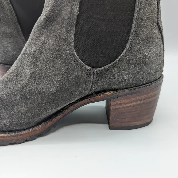 Frye Silver Gray Ankle Booties with Chunky Heel - Picture 7 of 10